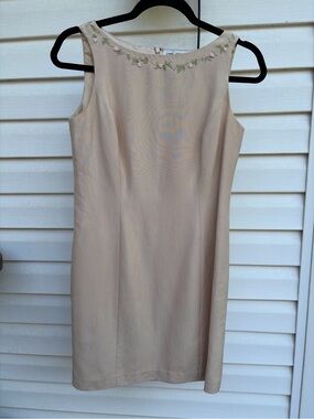 Vintage Yves Cossette Depeche Mode 4P 100% Silk Embroidered Sheath Dress